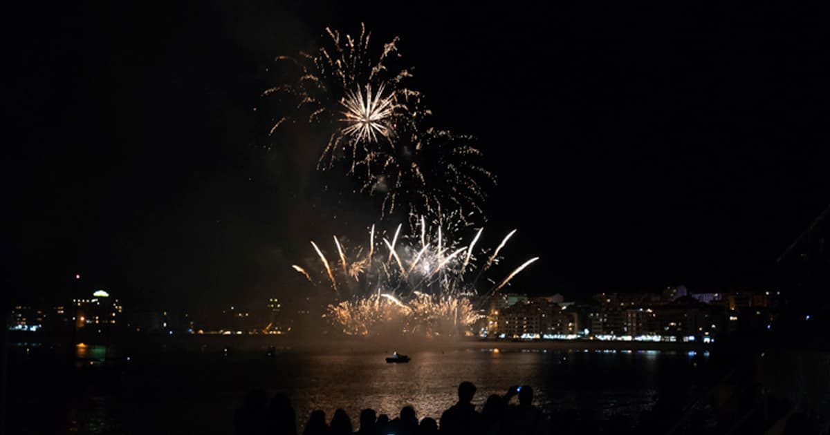 Sanxenxo fireworks seen from the boat